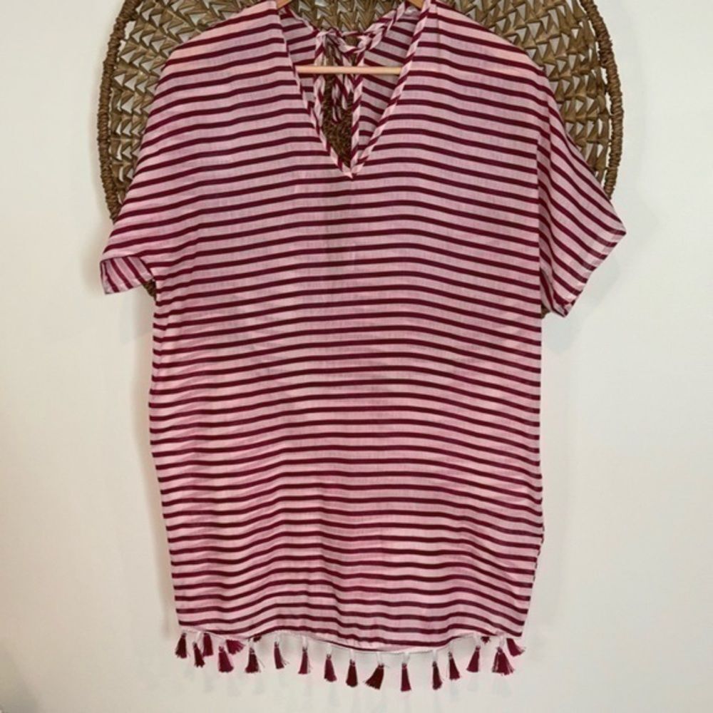 Lascana pink and white striped swim cover up size 4